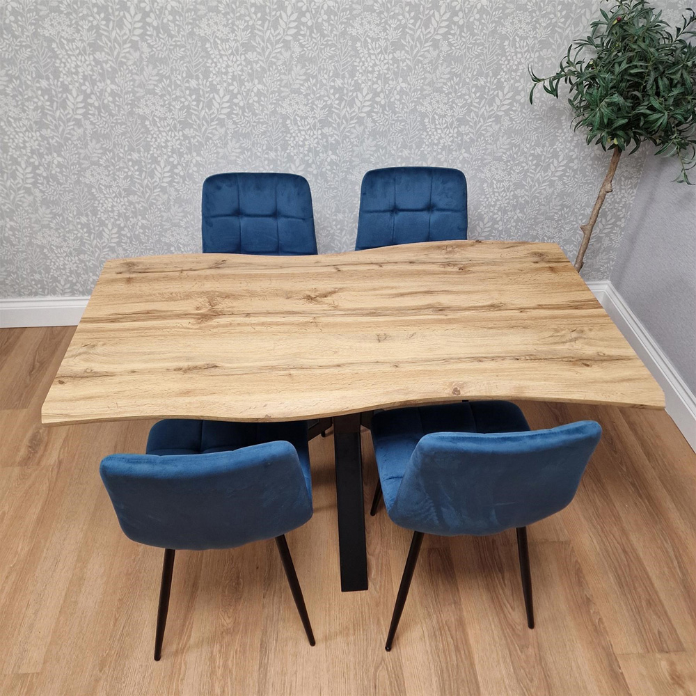 Portland 4 Seater Faux Leather Plastic Wooden Dining Set White Image 8