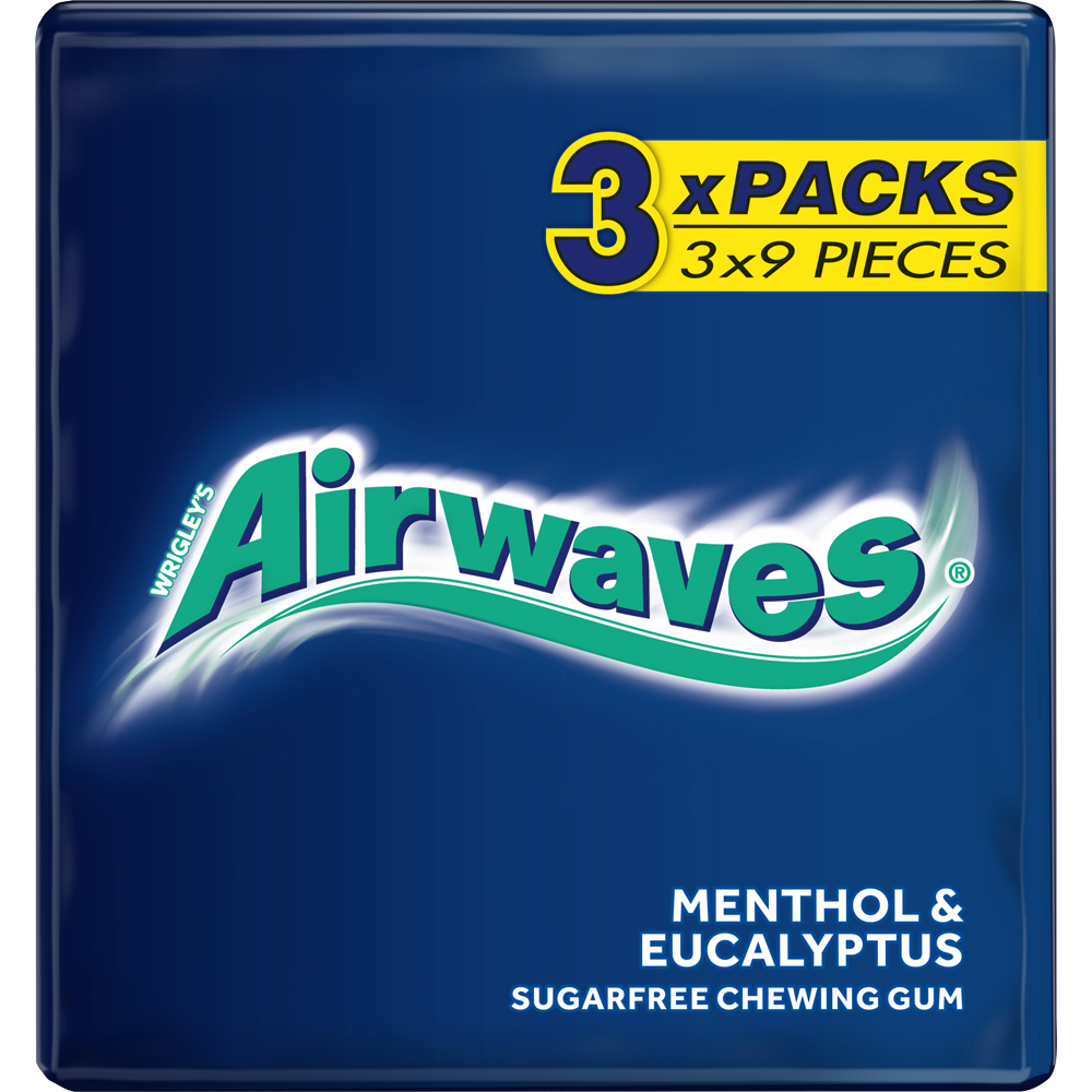 Wrigleys Airwaves Menthol and Eucalyptus Sugar Free Gum 3 Pack Image