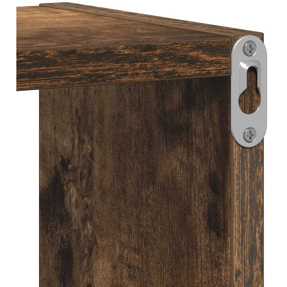 vidaXL 7 Shelf Smoked Oak Floating Wall Shelf Image 7