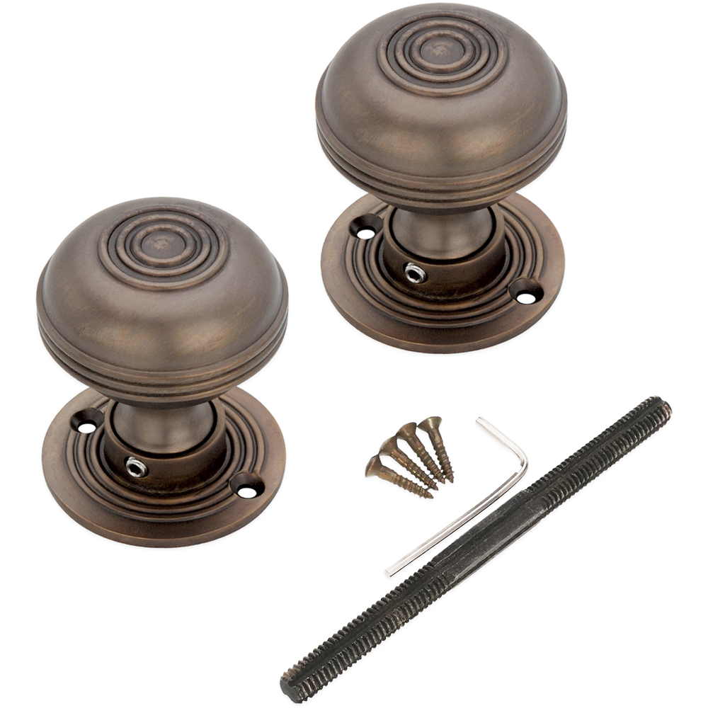 Spira Brass Aged Bronze Bloxwich Small 50mm Rim and Mortice Door Knob 2 Pack Image 4