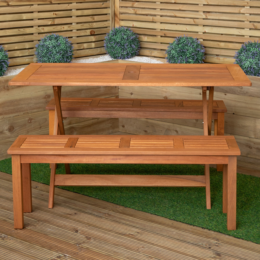 Samuel Alexander 4 Seater Wooden Rectangular Dining Bench Set Image 1