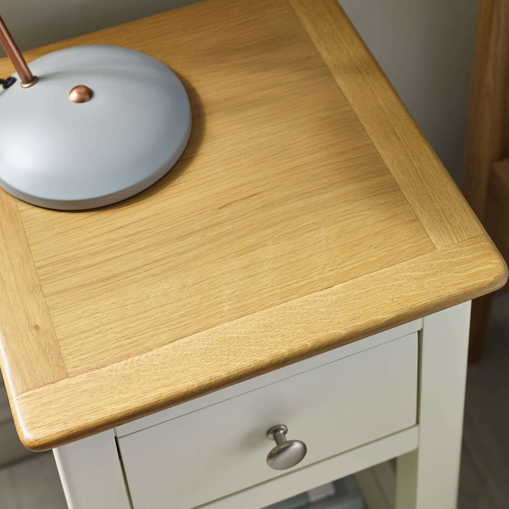 Julian Bowen Somerset Single Drawer Single Shelf White and Oak Compact Bedside Table Image 6