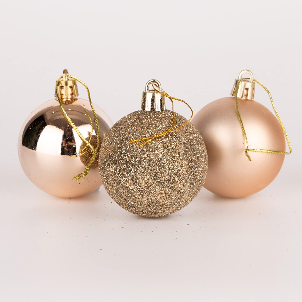 Shatchi 5cm Champagne Gold Shatterproof Christmas Baubles 9 Pack Image 3