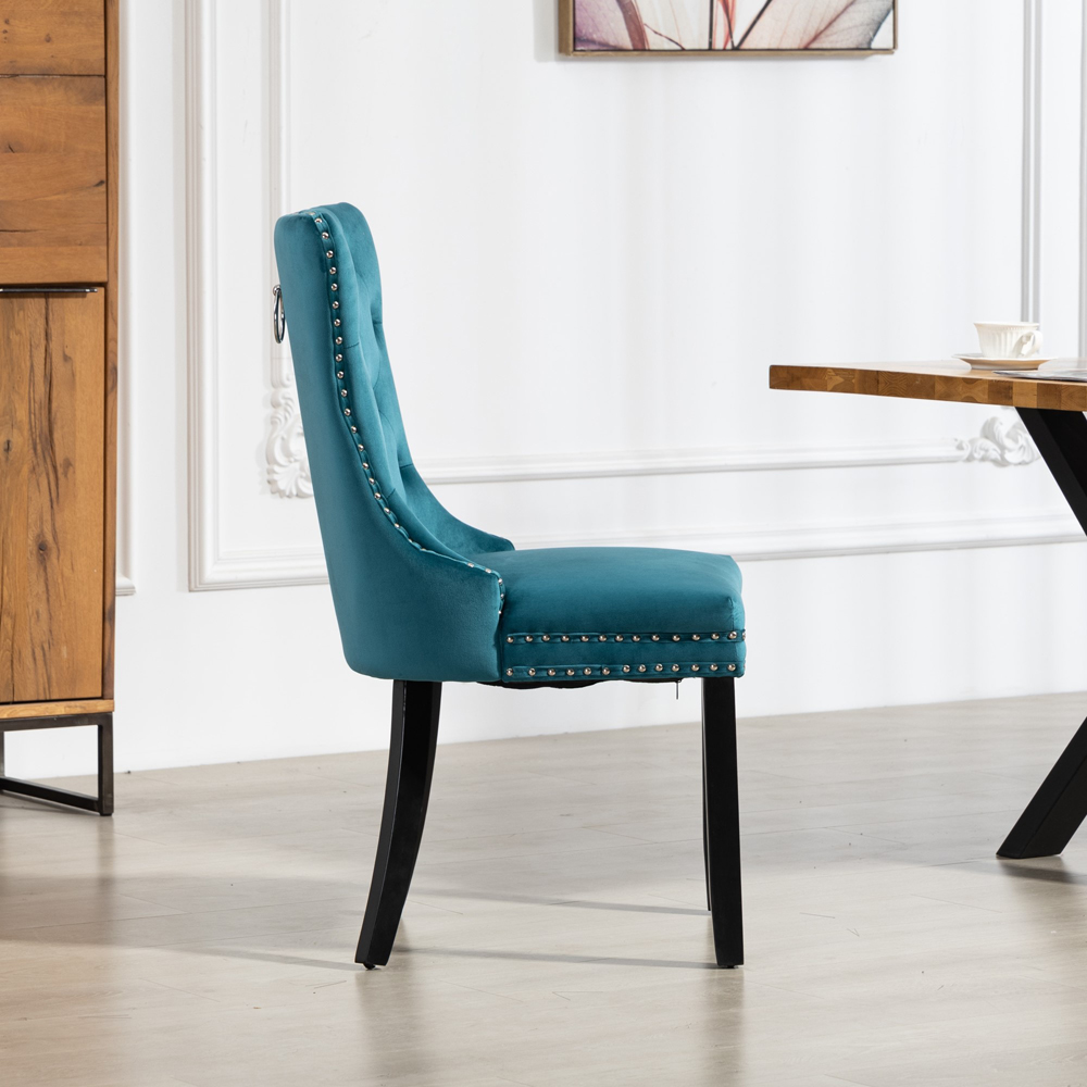 Artemis Home Ceres Set of 2 Teal Velvet Fabric Dining Chair Image 3