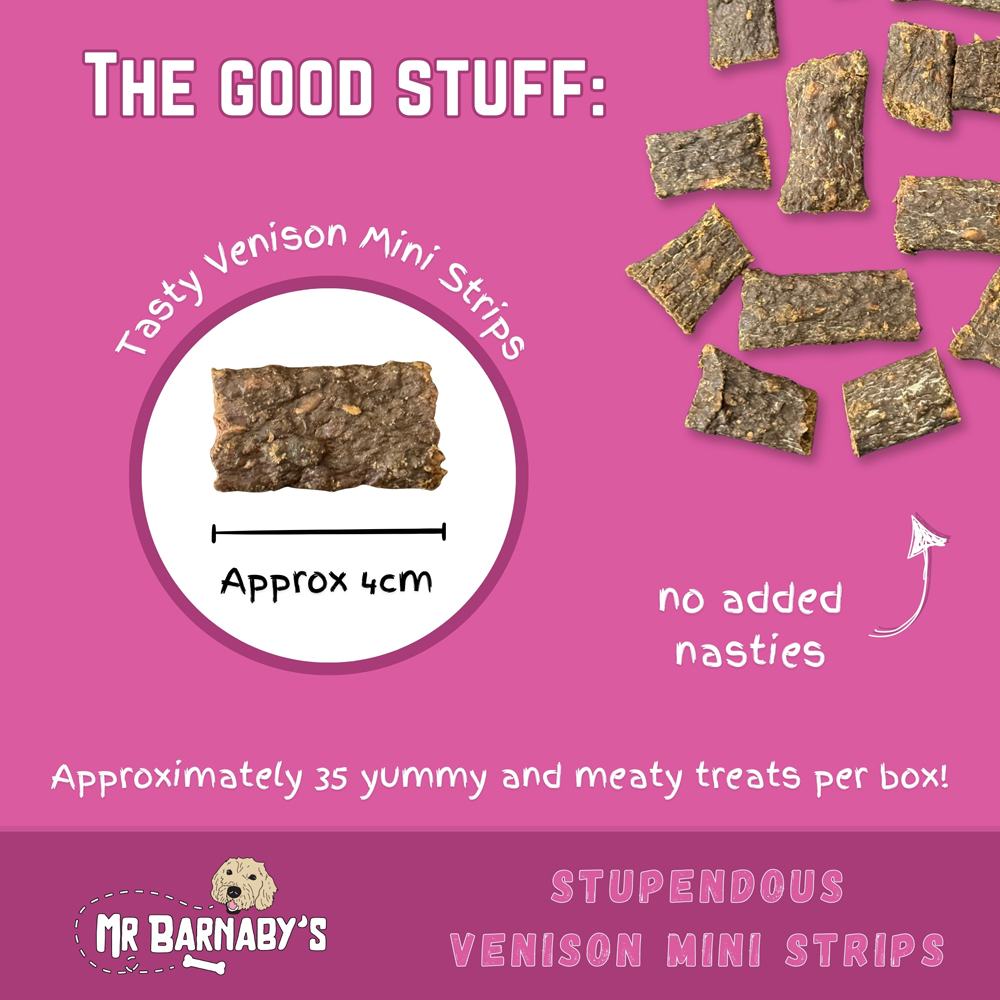 Mr Barnaby's Stupendous Venison Mini Strips Dog Treats 6 Pack Image 2