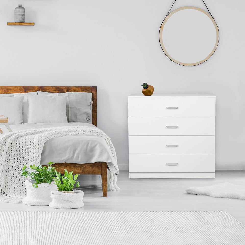 Alivio 4 Drawer White Bedside Storage Cabinet Image 6