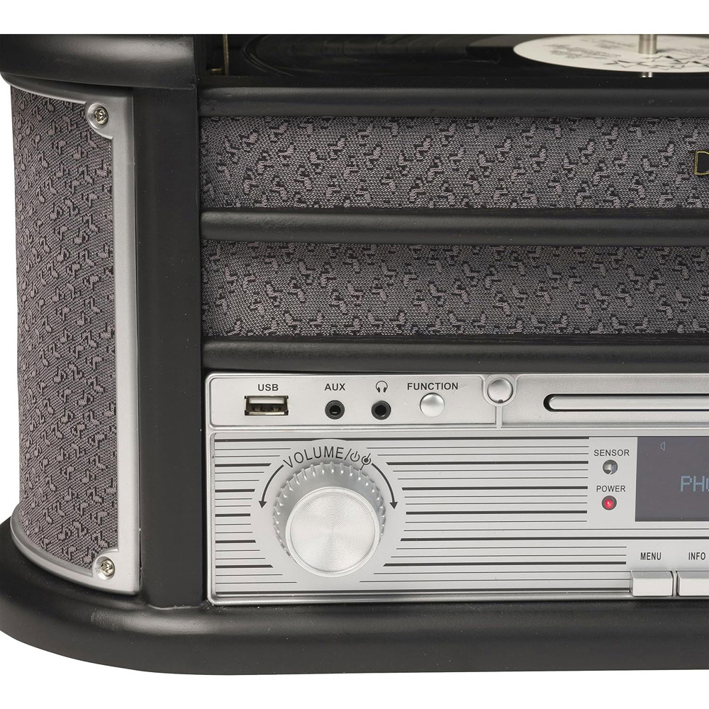 Denver MRD-51BT 9 in 1 Black Wooden Retro Bluetooth DAB Radio Record Player with Speakers Image 5
