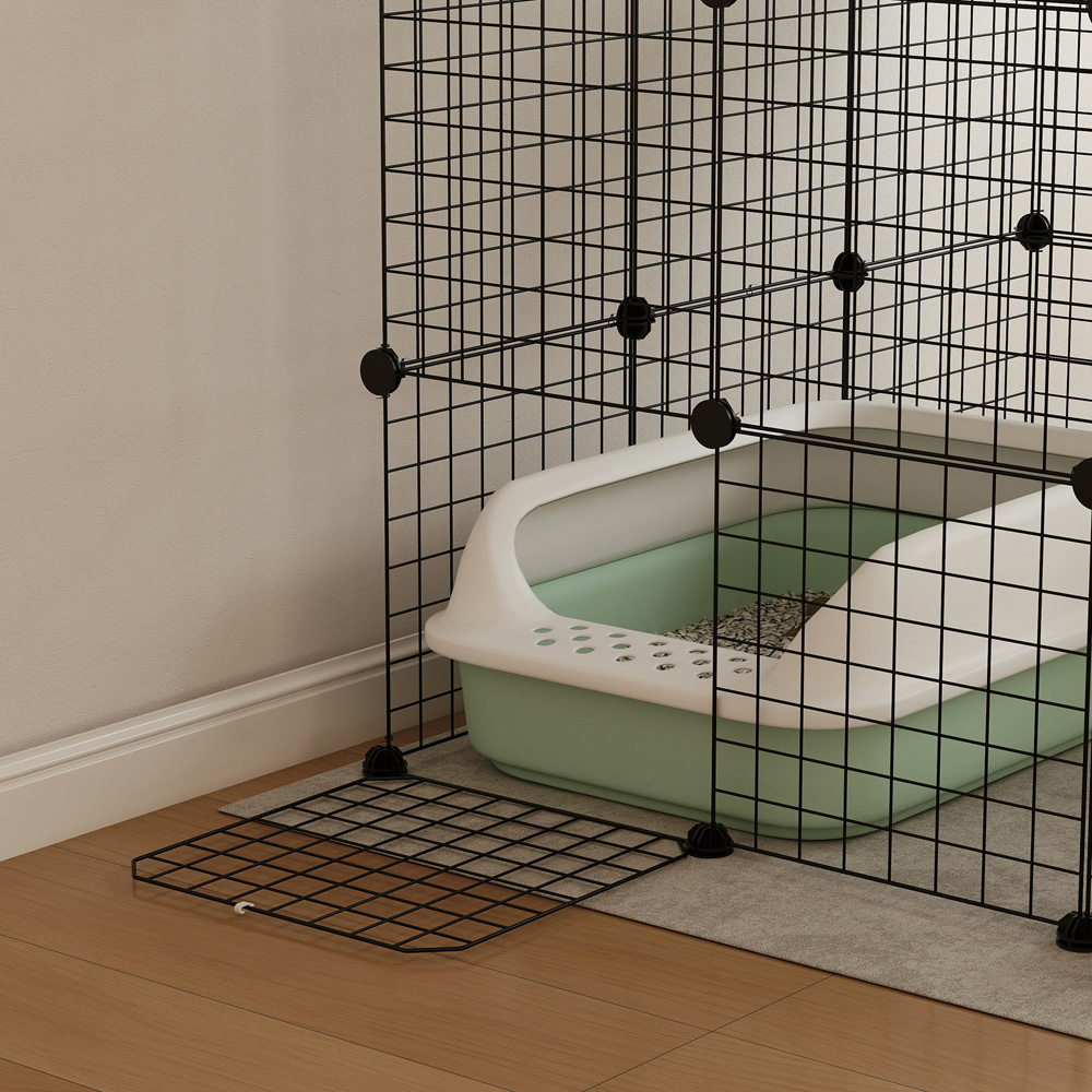 PawHut 4 Tier Black DIY Indoor Cat House with Hammock Image 4