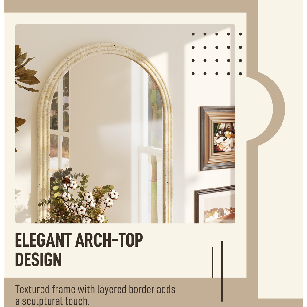 Portland Beige Arched Wall Mirror 70 x 50cm Image 8