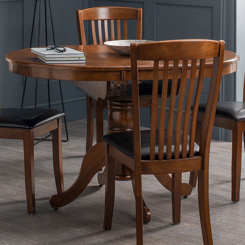 Julian Bowen Canterbury 6 Seater 90 to 120cm Round to Oval Extendable Table Mahogany Image 1
