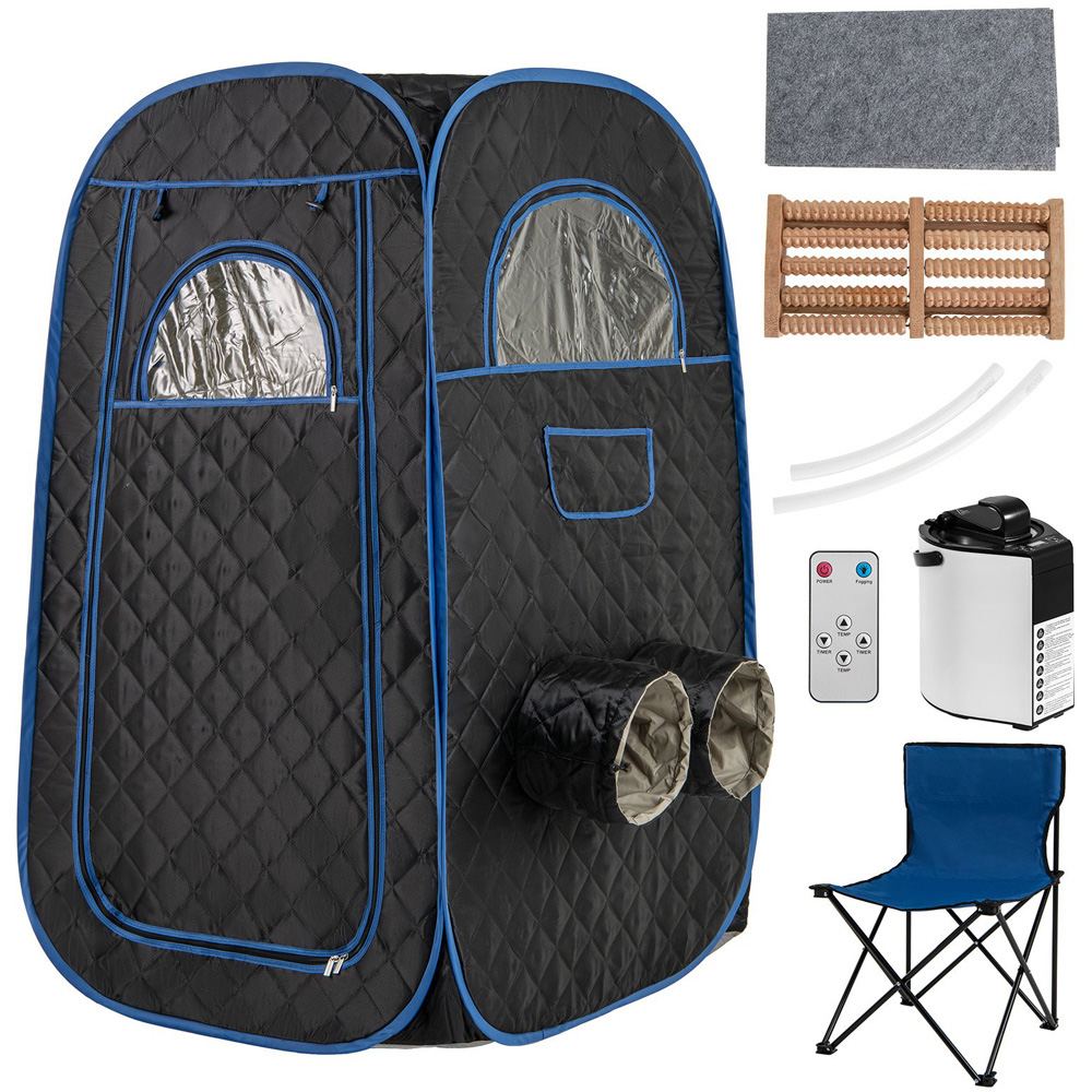 Costway Black Portable Steam Sauna Tent with Chair and Steam Generator 3L Image 2