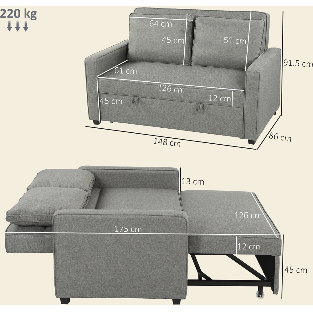 HOMCOM 2 Seater Grey Click Clack Pull Out Sofa Bed Image 8