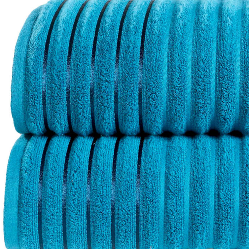 Rapport Home Teal Ribbed Cotton Bath Sheet Image 3