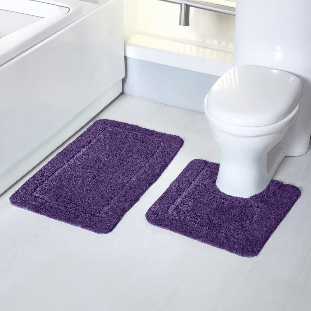 Mayfair Purple Micro Fibre Bath Mat Set Image 2