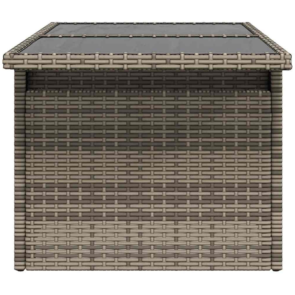 Walplus 2 Seater Grey Poly Rattan Liftable Glass Top Convertible Garden Dining Table Image 8