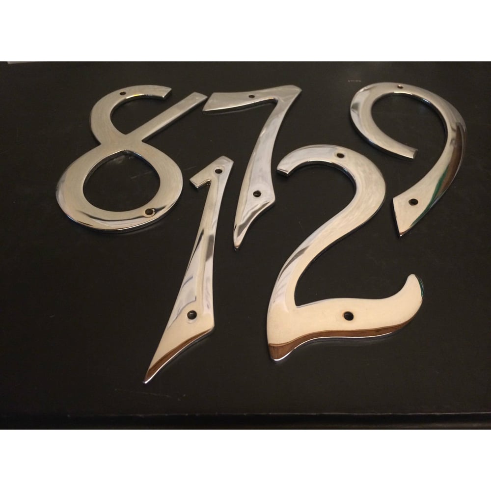 Golden Grace Italic Polished Chrome Door Numerals No 5 100mm Image 2