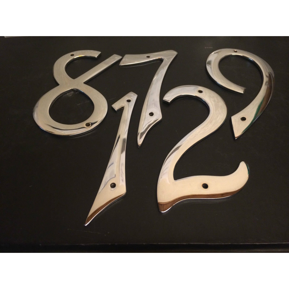 Golden Grace Italic Polished Chrome Door Numerals No 0 100mm Image 2