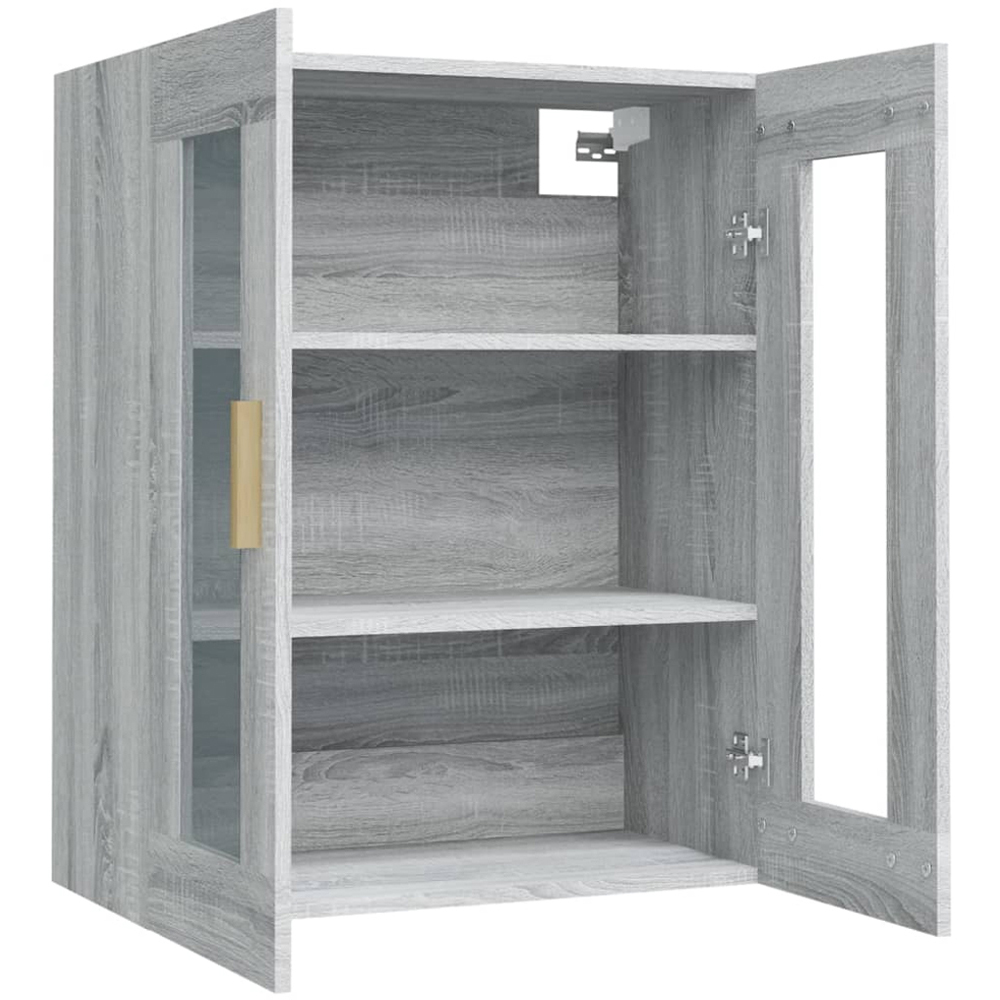 vidaXL 2 Glass Door Grey Sonoma Hanging Wall Cabinet Image 3