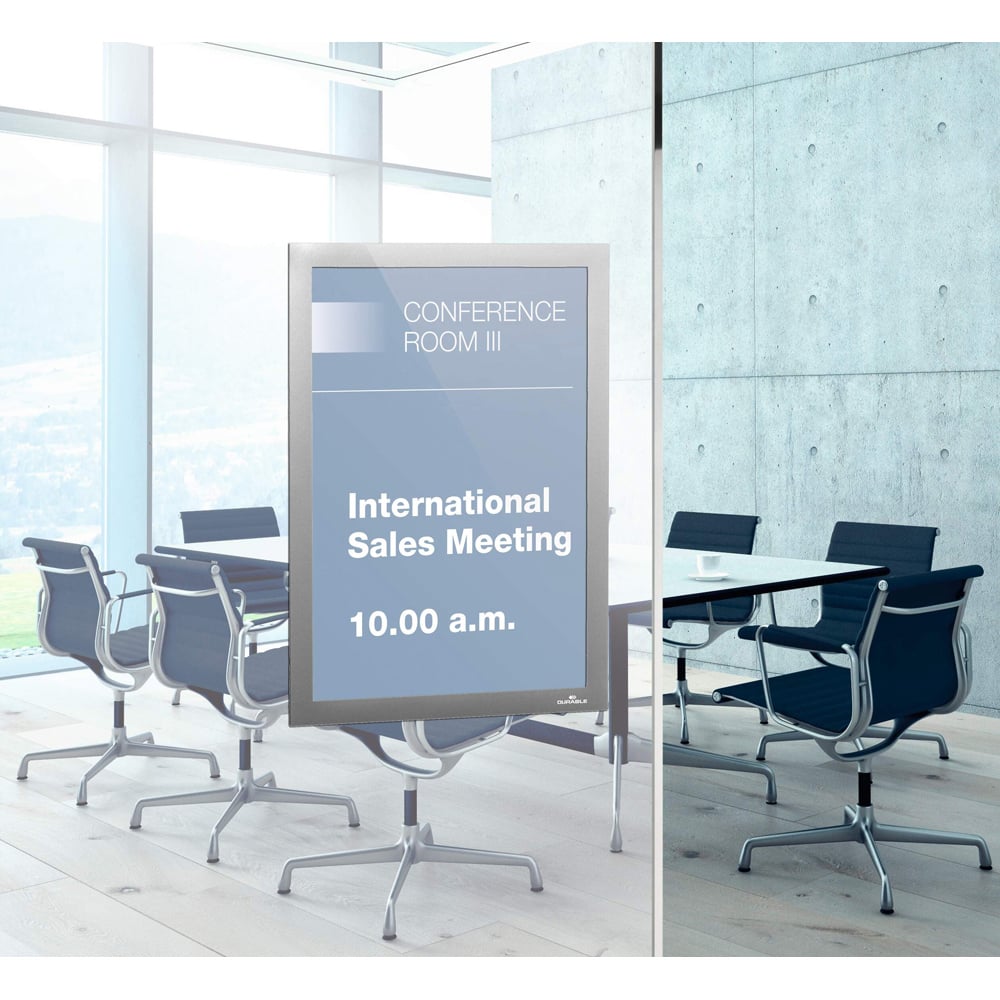 Durable Duraframe A4 Silver Self Adhesive Magnetic Signage Frame 10 Pack Image 5
