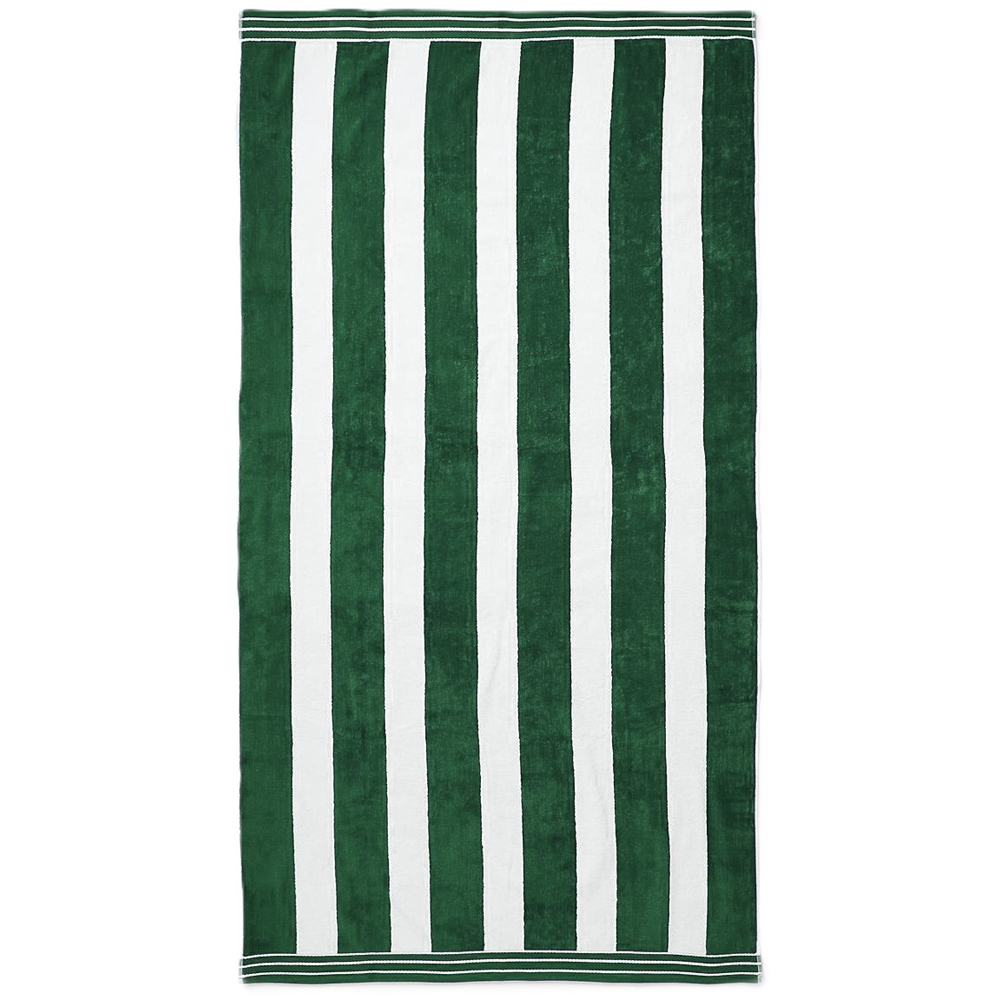 Allure Bath Fashions Jumbo Cabana Cotton Khaki Green Stripe Beach Towel Image 1