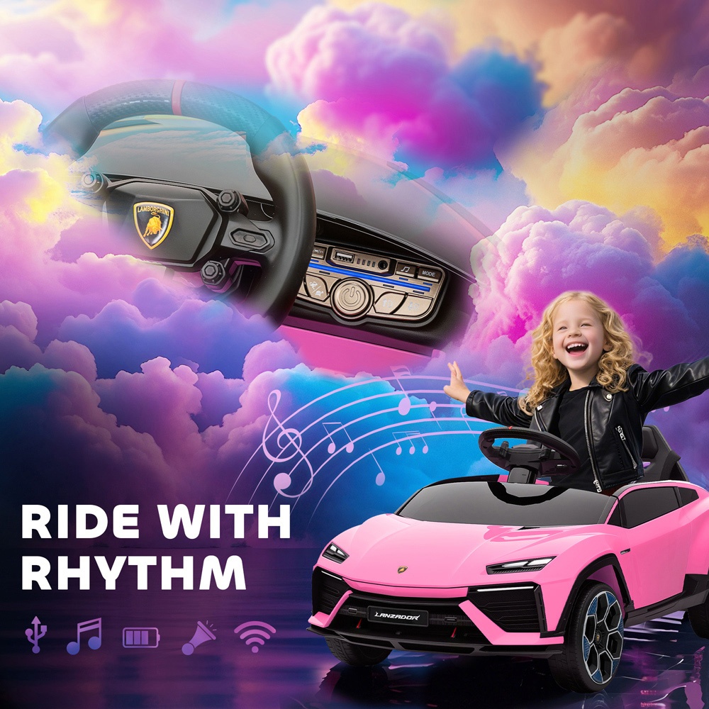 Tommy Toys Kids Pink Licensed Lamborghini Electric Ride On Car with Suspension and Remote Image 8