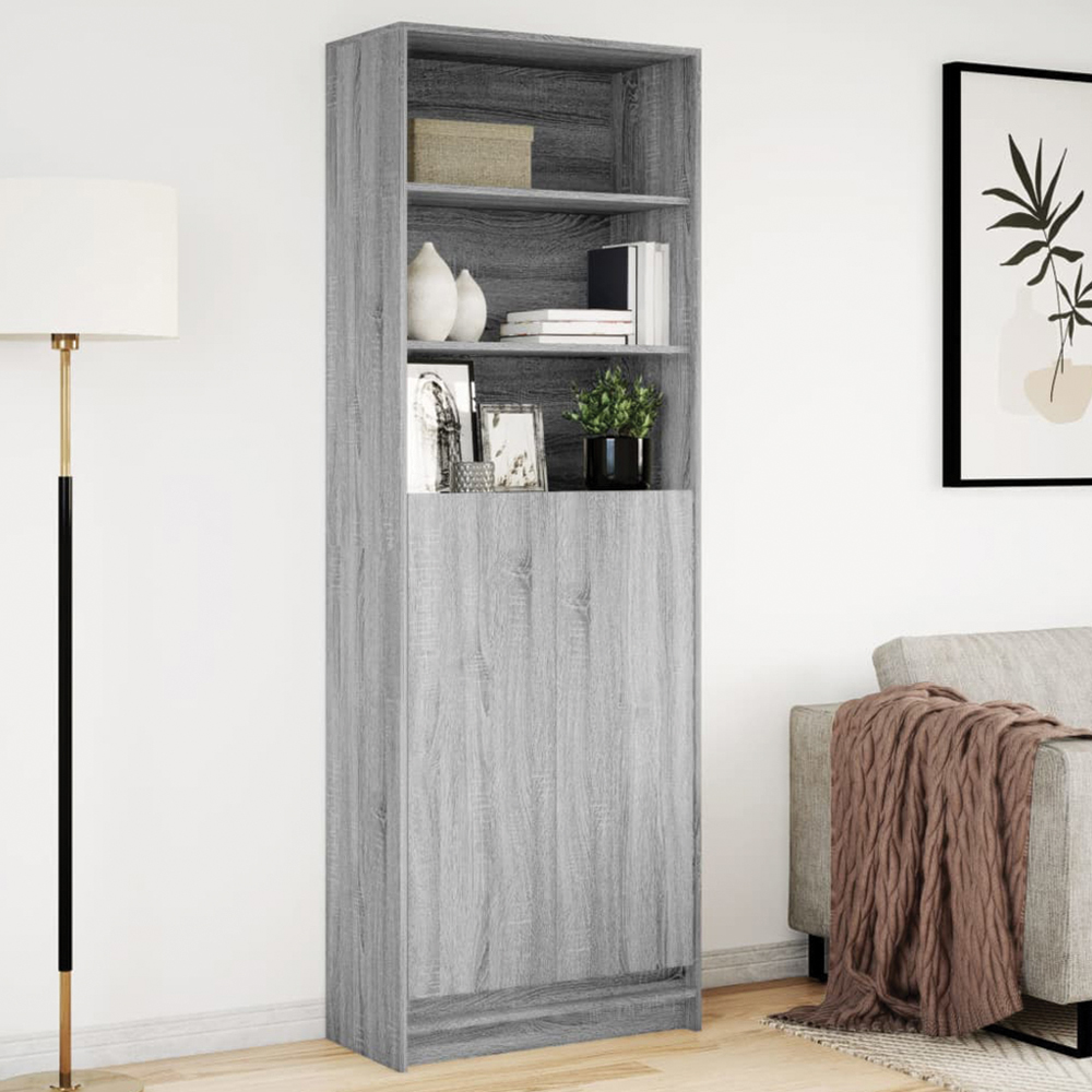 vidaXL 2 Door 3 Shelf Grey Sonoma Highboard with RGB LED Light Image 1