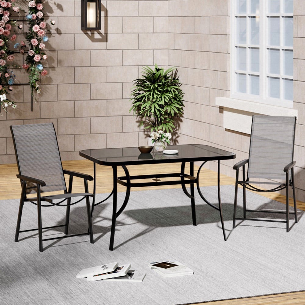 Living and Home Foldable 2 Seater Black Dining Set Image 5