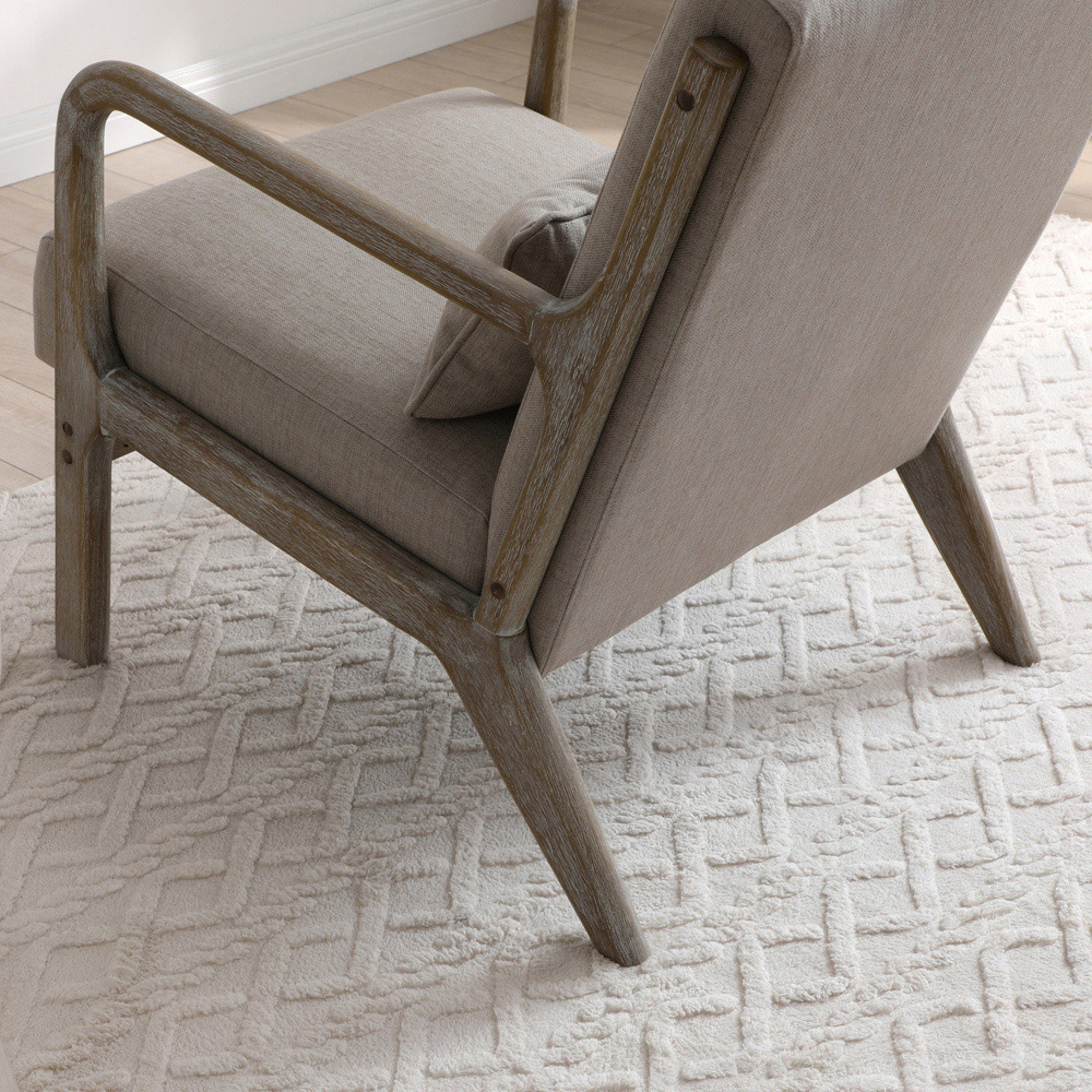Otis Oatmeal Linen Light Frame Static Armchair with Bolster Cushion Image 8