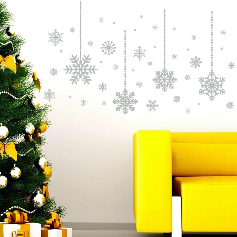 Walplus Christmas Silver Snowflakes Self Adhesive Wall Stickers 51 Piece Image 1