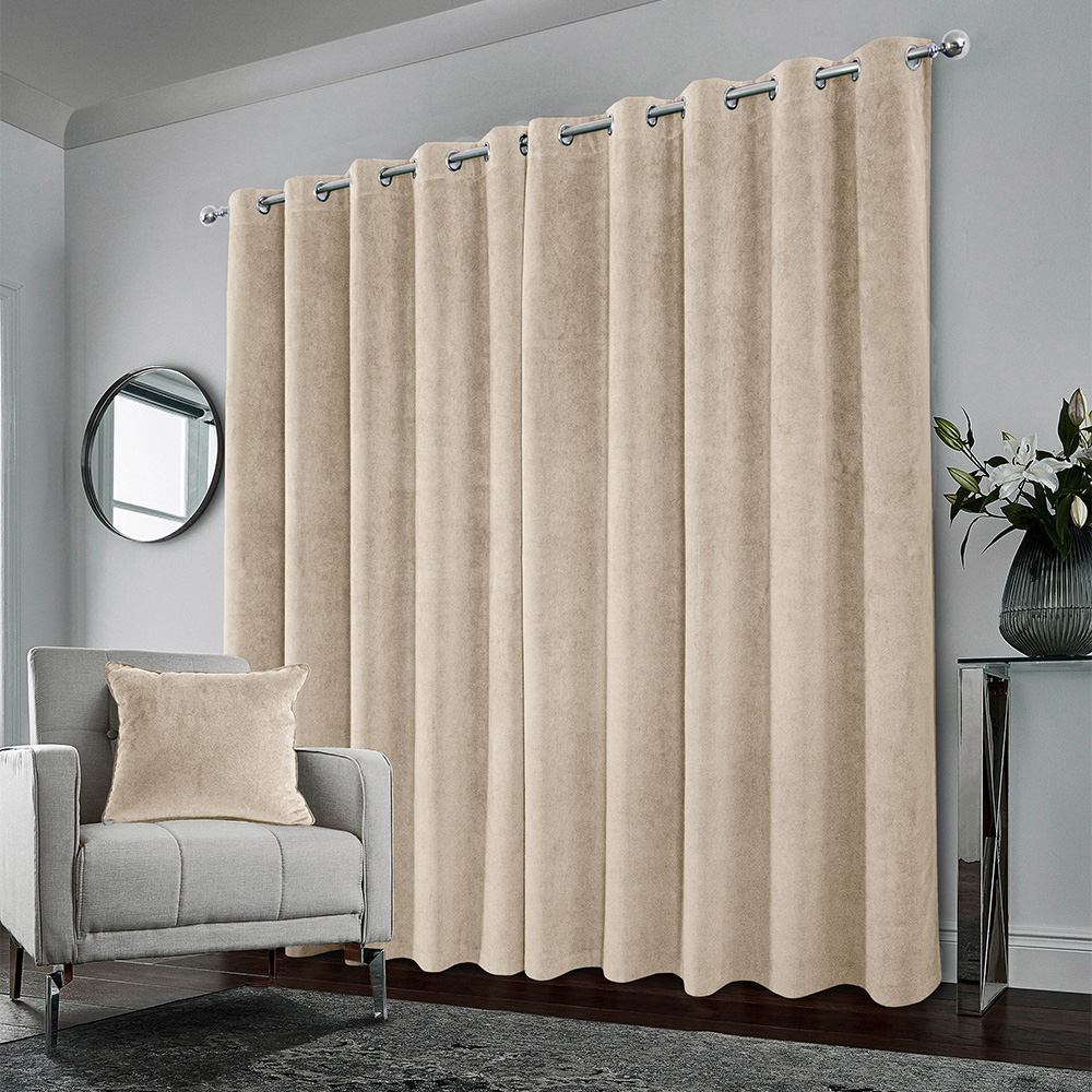 Enhanced Living Hampton Cream Velvet Blackout Thermal Eyelet Curtains 168 x 229cm Image 3
