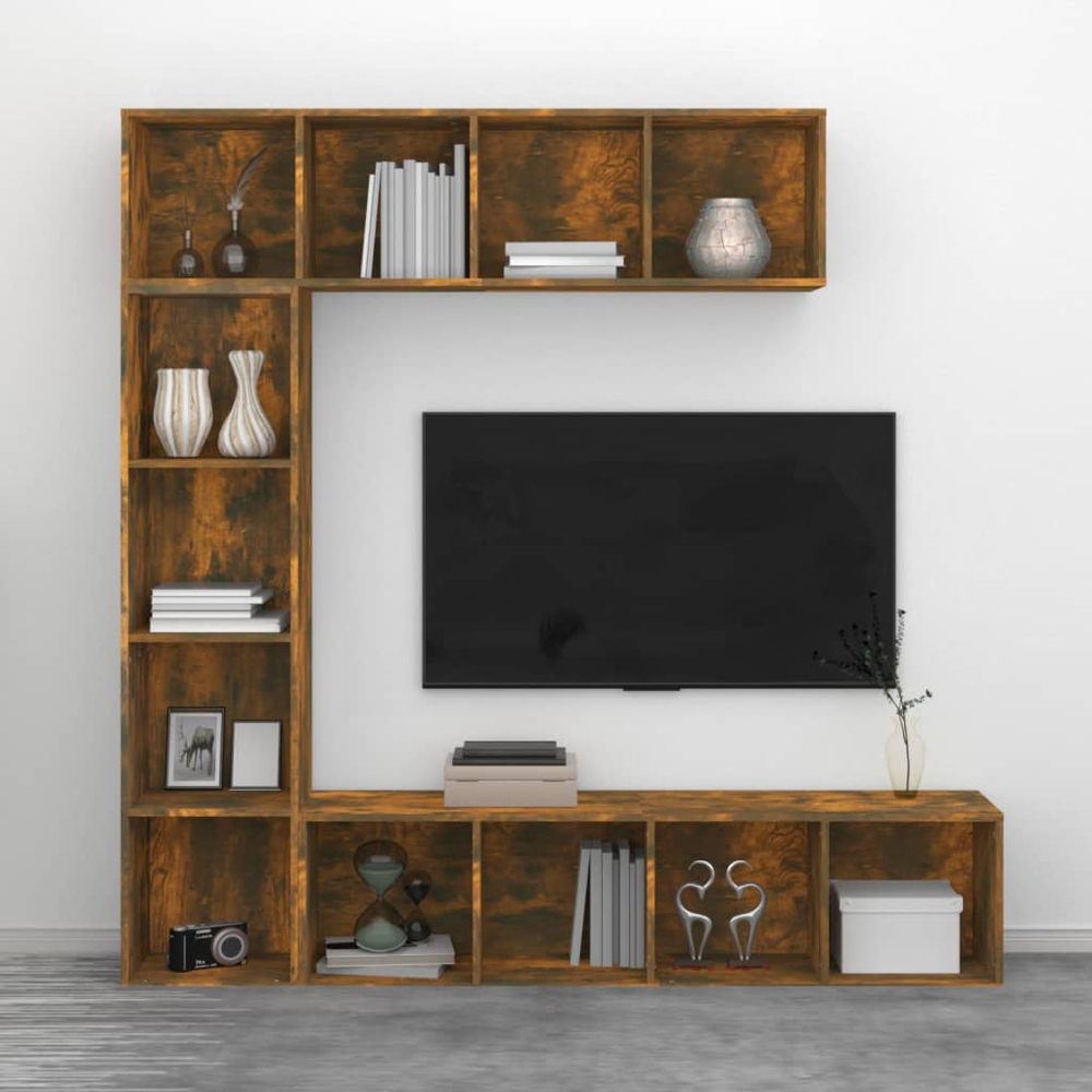 vidaXL 12 Shelf Smoked Oak Bookcase Image 5