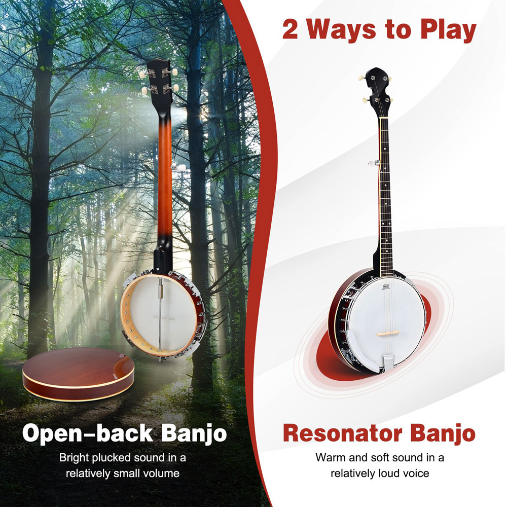 Costway MU10100 5 String Banjo with 24 Bracket Remo Head Image 4