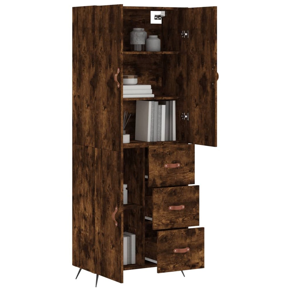 vidaXL 3 Door 3 Drawer Smoked Oak Highboard Image 3