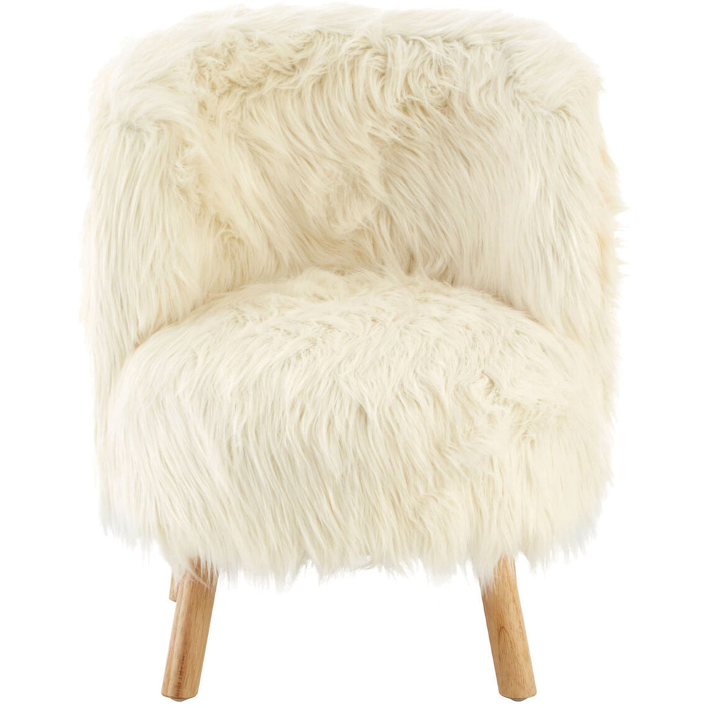Premier Housewares White Faux Fur Kids Chair Image 5