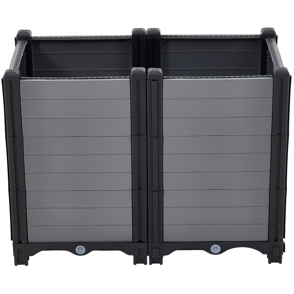 Living and Home Grey and Black Plastic Extra Deep Raised Garden Bed Kit 46 x 60 x 30cm Image 1