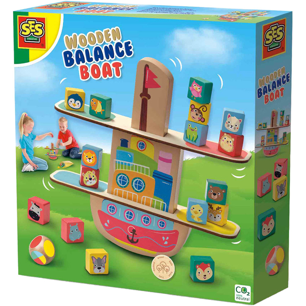SES Creative Wooden Balance Boat Game Image 1