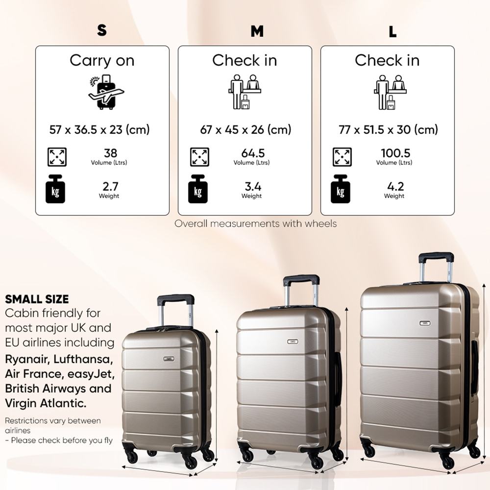 A2B Exodus 26 inch Champagne Hard Shell Hold Suitcase Image 6