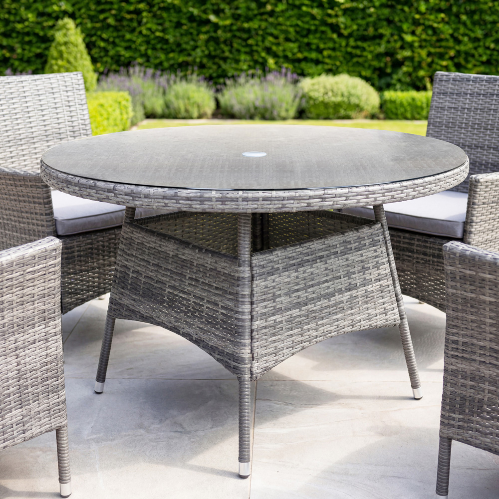 Charles Bentley 4 Seater Rattan Dining Set Grey Image 7