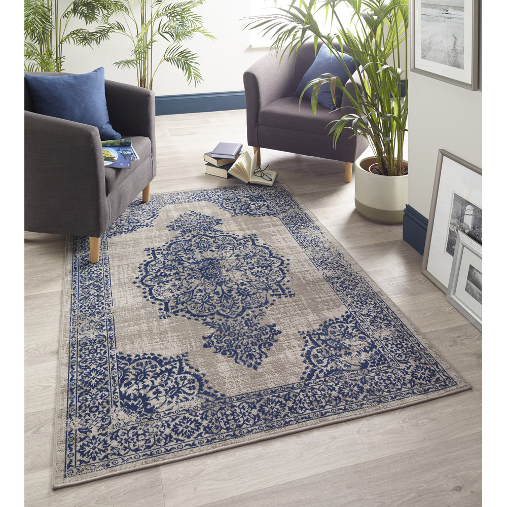 Origins Saville Grey and Blue Rug 80 x 150cm Image 2