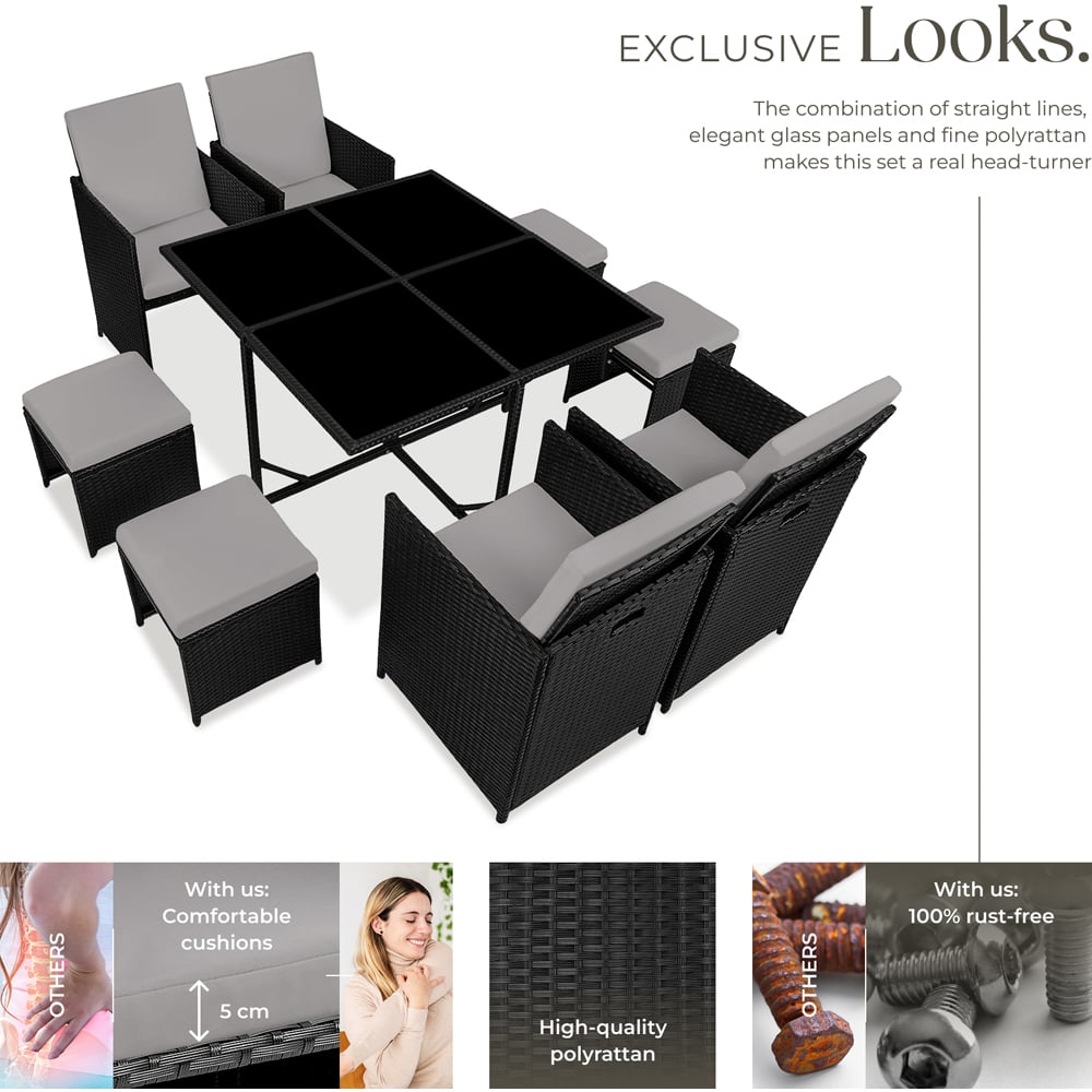 tectake Bilbao 8 Seater Garden Dining Table with Rain Cover Black and Grey Image 4