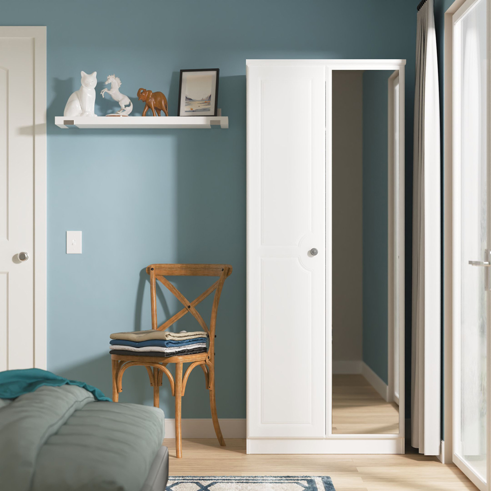 Crowndale Pembroke 2 Door Matt White Mirror Wardrobe Ready Assembled Image 7