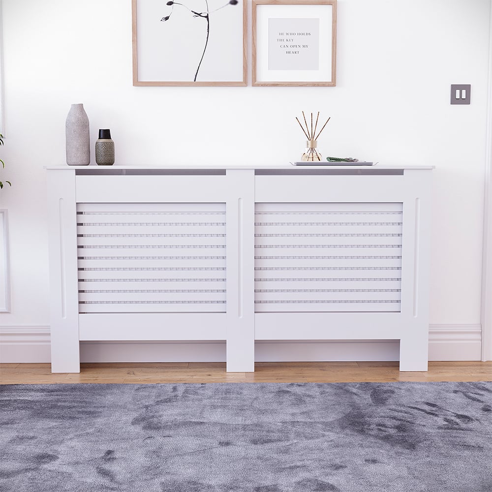Vida Designs Milton White Radiator Cover Large Image 2