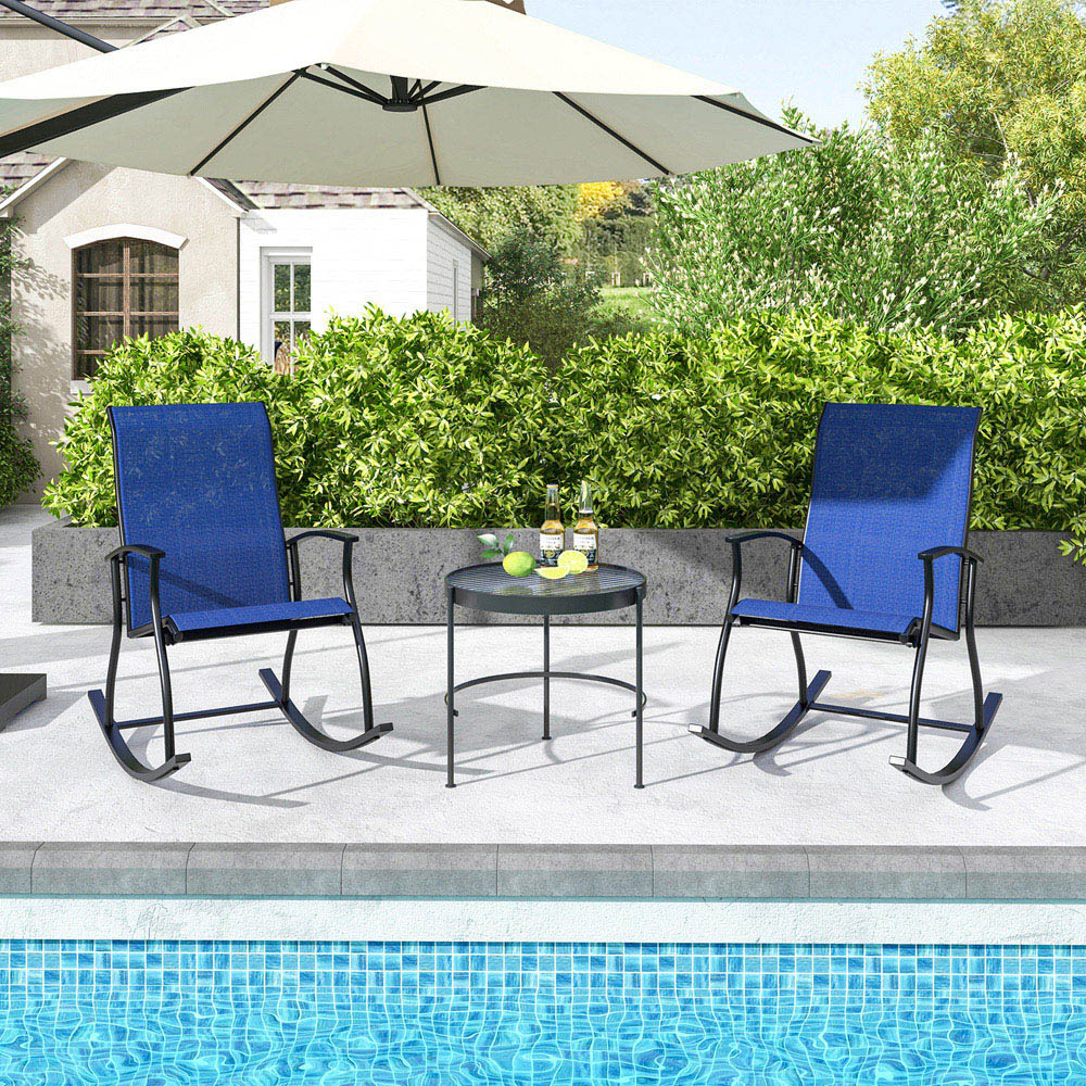Costway Set of 2 Navy Garden Rocking Chair Image 3