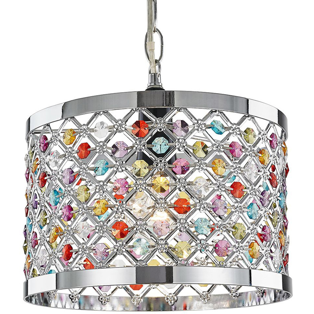 Happy Homewares Modern Sparkly Multicolour Beads Ceiling Light Pendant Shade Image 4