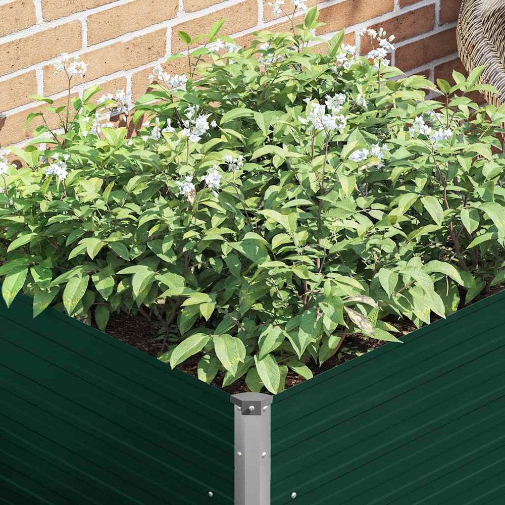 vidaXL Green Galvanised Steel Raised Garden Bed 77 x 100 x 100cm Image 7