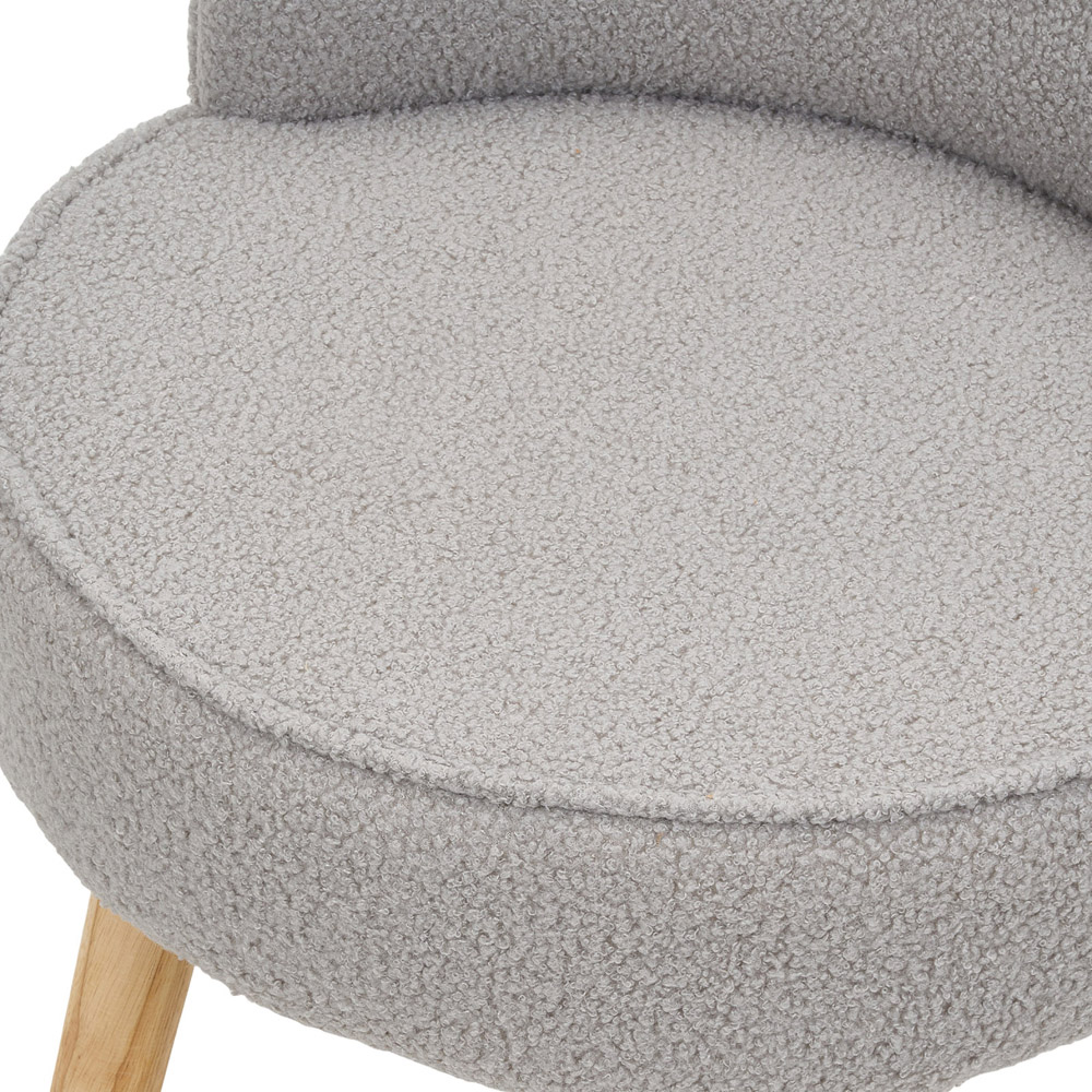 Living and Home Grey Teddy Fleece Low Backrest Vanity Stool Image 4