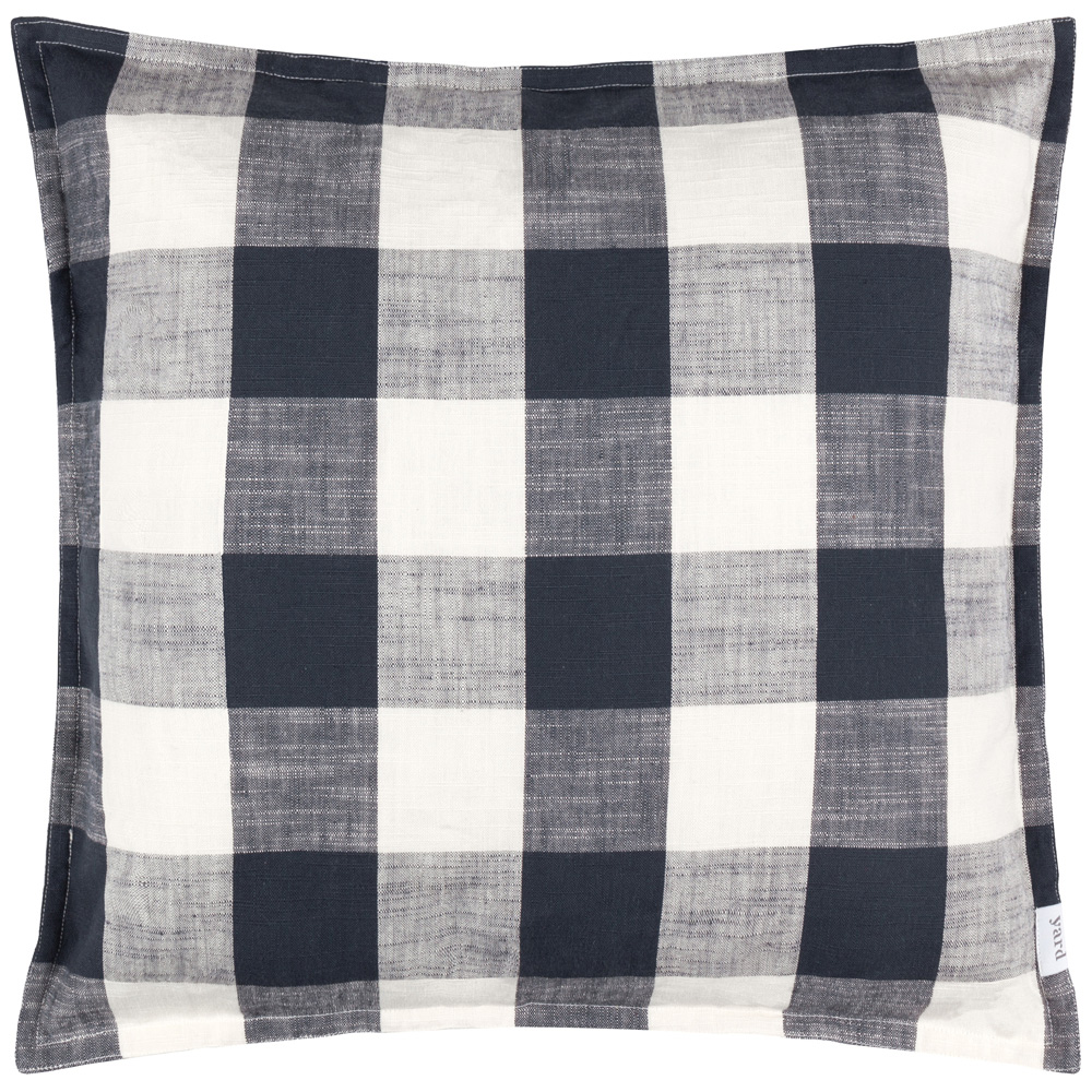 Yard Chesil Blue Check Cotton Polyester Filled Outdoor Cushion 50 x 50cm Image 1