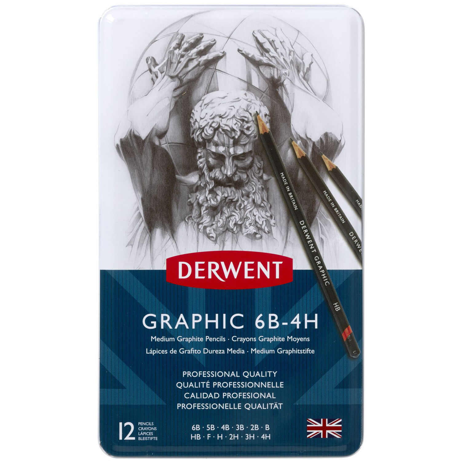 Pack of 12 Derwent Medium Graphite Pencils Image 3