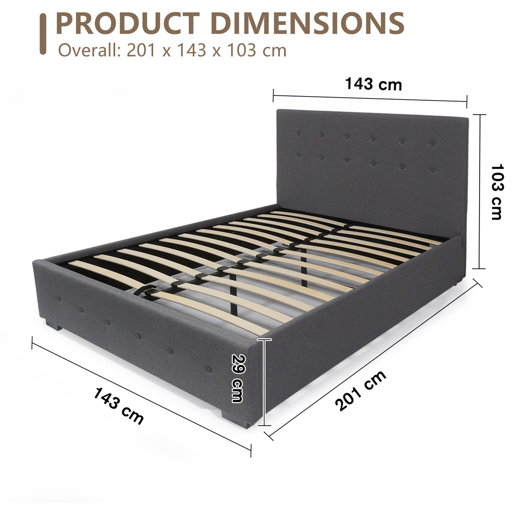 Brooklyn Double Grey Fabric Storage Ottoman Bed Image 8