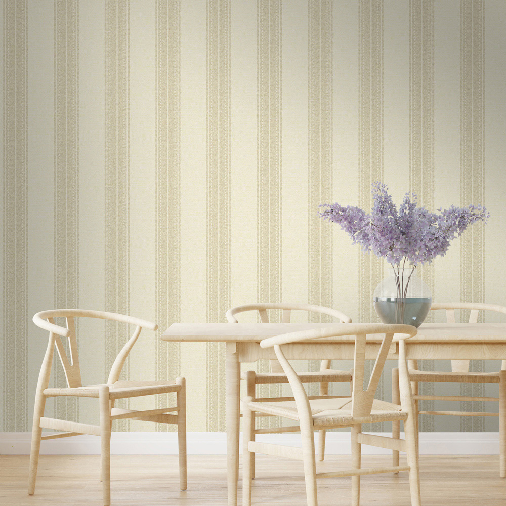 Holden Linen Stripe Cream Wallpaper Image 3
